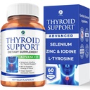 1 גוף Thyroid תומך תוספת לנשים וגברים, Selenium עם Iodine, Zinc, B12, Ashwagandha ו L-Tyrosine, תומך בריאות הורמונים, אנרגיה ומטבוליזם, 30 יום אספקה