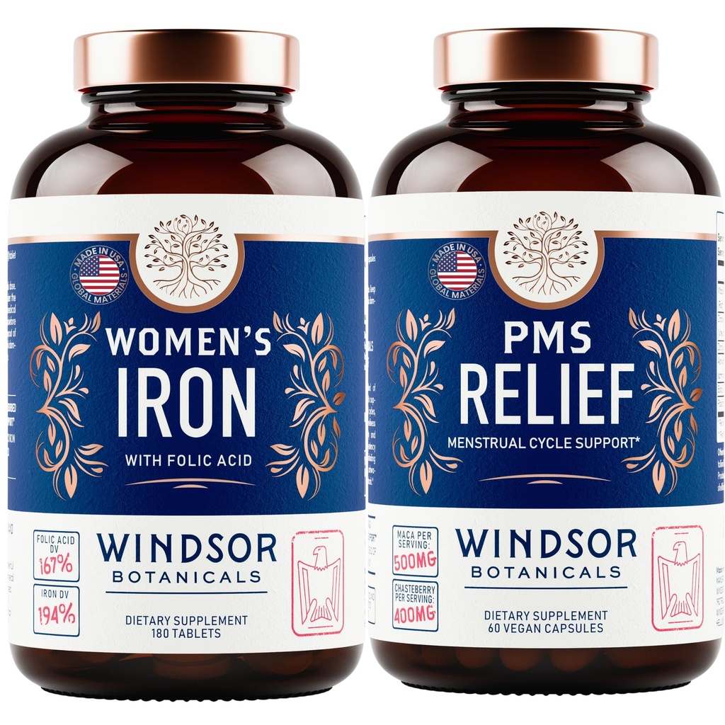 WINDSOR BOTANICALS ברזל תוסף ו- PMS הקלה בונדלה לנשים