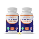 Vitamatic Folic Acid 1000 mcg (1 מ"ג) - 240 טבליות צמחוניות (Pack of 2) 1667 mcg DFE - ויטמין B9 for Prenatal, Heart & Health Cell