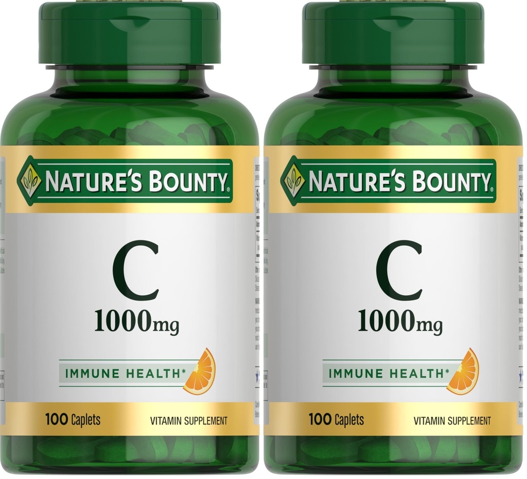 ויטמין C 1000mg של Nature's Bounty, Immune Support Supplement, Powerful Antioxidant, 100 Caplets (Pack of 2)