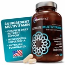 OmniBiotics Ultimate Daily Multivitamin for Women & Men - 34 רכיבים חיוניים כולל ויטמין A, C, D, E, B6, B12, Biotin, Zinc - 120 קפסולות טבעוניות
