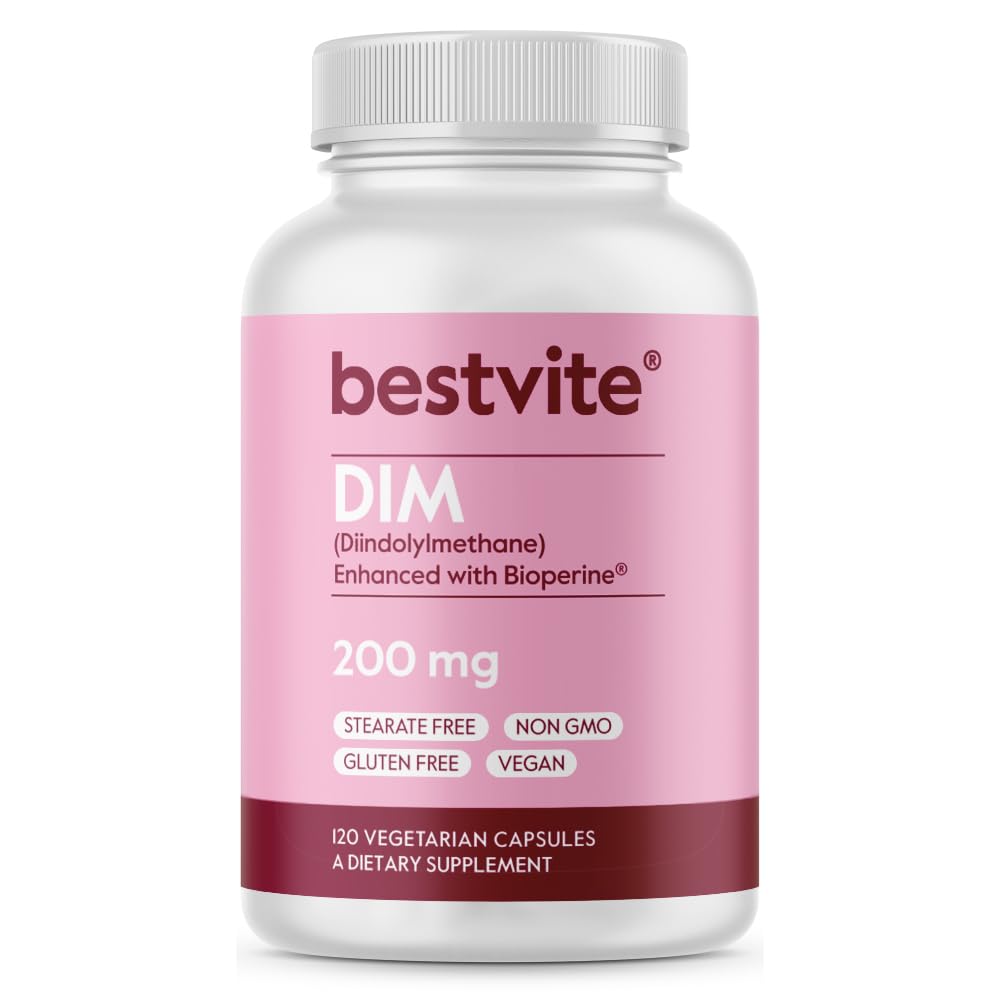 BestVITE DIM (Diindolylmethane) 200 מ"ג עם bioperine (120 קפסולות צמחוניות) - No Stearates - טבעוני - Non GMO - גלוטן חינם