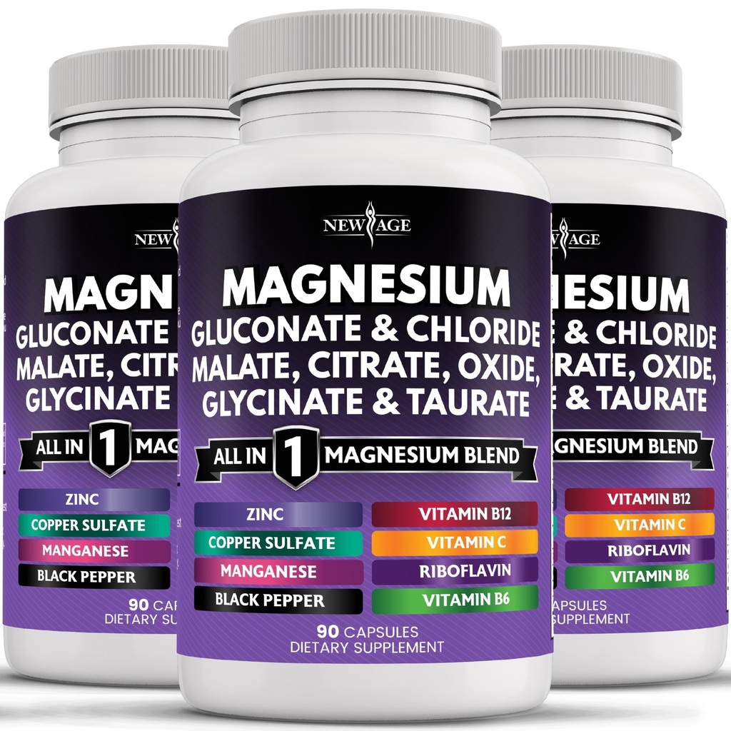 תוספת של AGE Magnesium - Powerful Glycinate Citrate Malate Oxide Turate Aspartate Gluconate Orotate & Mag Chloride Manganeseעצם בריאות העצם וכוח העצם, תמיכה משותפת 270 הרוזן הרוזן