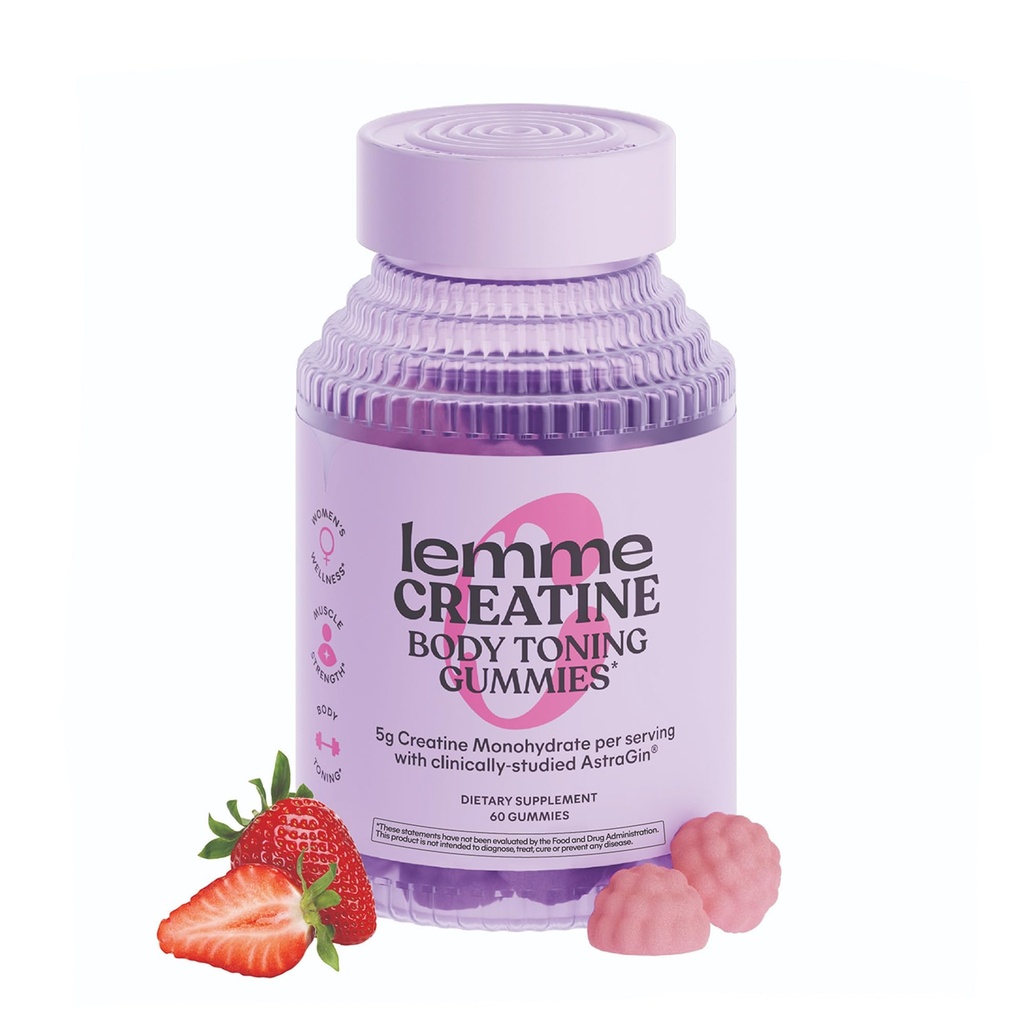 Lemme Creatine Monohydrate חניכיים עבור נשים וגברים, 5g Dose כדי לתמוך שריר Lean, כוח, התאוששות, בריאות קוגניטיבית, w / Ginseng עבור Absorption, Sour Strawberry, NSF מוסמך, 60 מסטיקנים