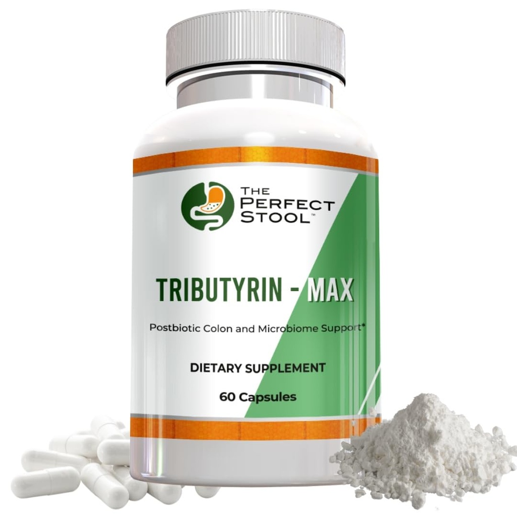 Tributyrin-Max Postbiotic Butyrate תוסף; Bloating, Gas and Leaky Gut Support; Perfect, ניקוי Wipe Poops; 750 מ"ג קפסולות Enteric; 3rd Party Tested Gluten / Dairy-FreeFree