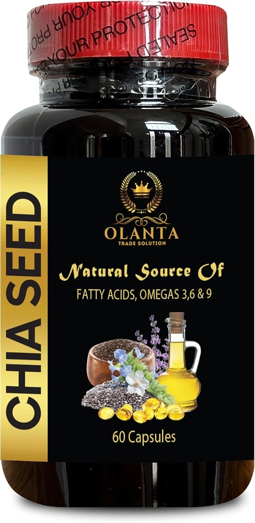 זרעי שיה גלוטן חינם - CHIA SEED - שמן זרעי שיה, תוספי חומצה אלפא לימפוטית, נוגדי חמצון עבור נשים, גלולות דחיפה חיסונית, זרעי שיה לבן אורגני - 1 בקבוק 60 Softgels