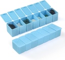 מארגנת גלולות קטנות שבועיות, 7 Day Pill Case, Dailyוויטמין Case Medicine Box, Pill Containers for Medicine Supplements Fish Oil(2Pcs, Blue)