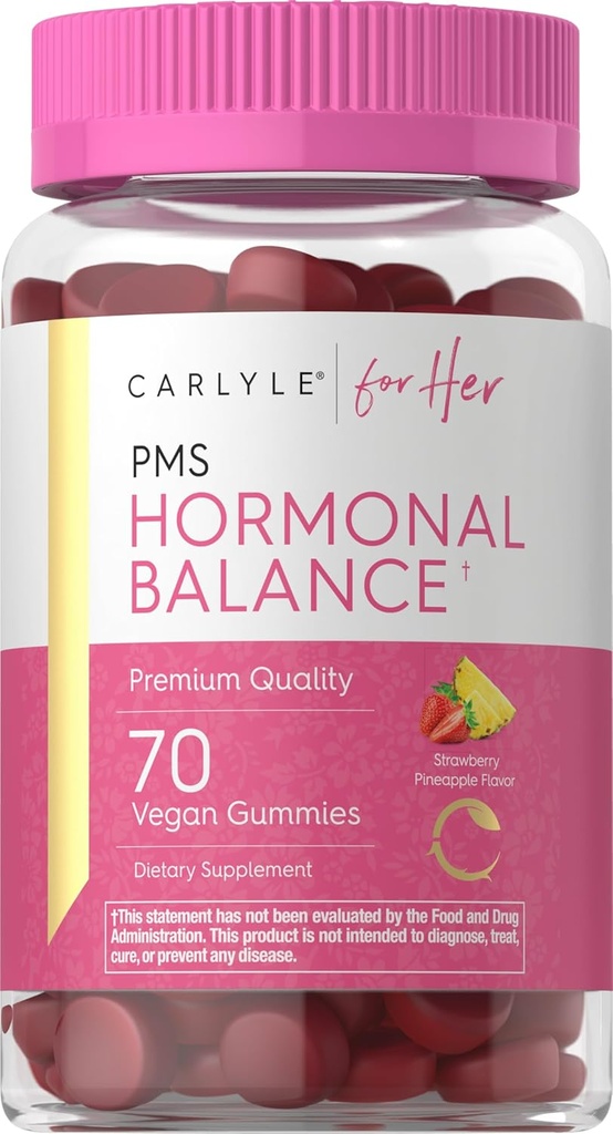 Karlyle Hormonal Balance for Women & PMS תוסף | 70 מסטיקים | תרכובת ויטמין | עם ברזל | טבעוני, non-GMO, Gluten Free | עבור Her Her