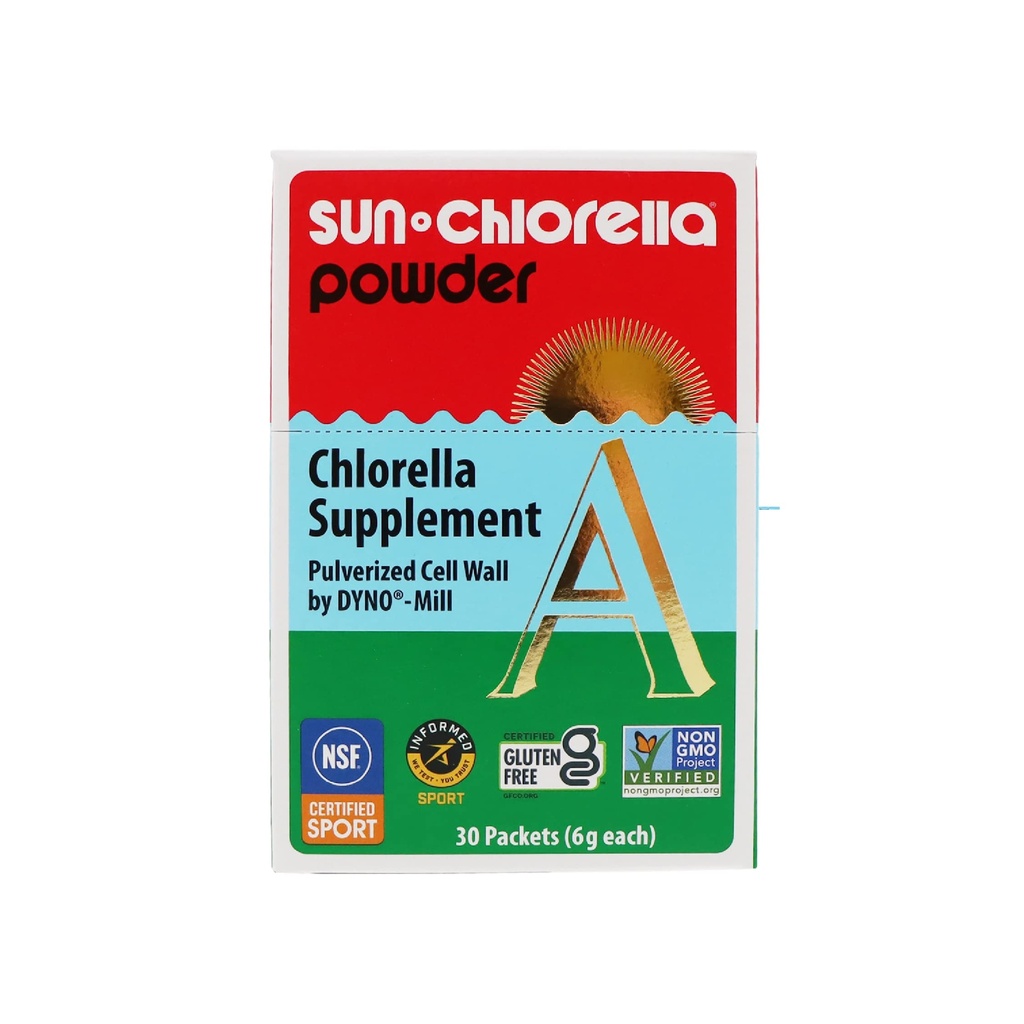 Sun Chlorella Powder Green Algae Superfood Supplement Supports Whole Body Wellness Immune Defense, Gut Health & Natural Energy Boost - Chlorophyll, B12, Protein, Non-GMO - 30 Packets | Pulverized Cell Wall for Absorption, Whole-Food B12 & Vitamin D, Chlorophyll Equal to 2-2.5 Cups Spinach or Kale