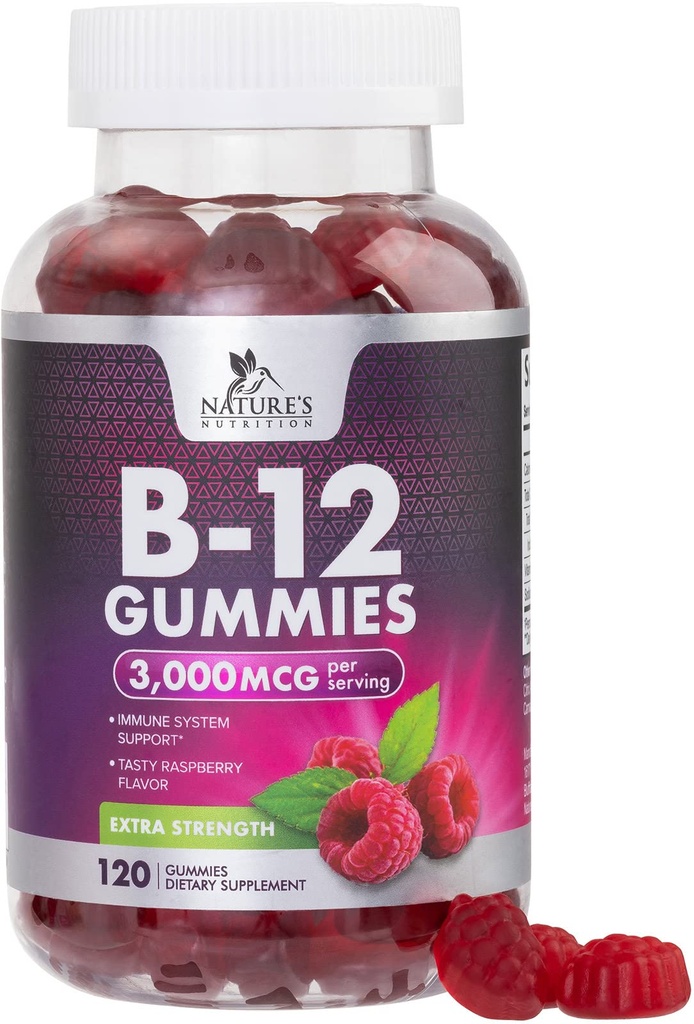 B12 ויטמינים אנרגיה חניכיים 3000 mcg - תוספת כוח B חניכיים עבור Metabolism & Immune System תמיכה - תוספת דיאטנית B12 למבוגרים & ילדים Caffeine חינם חניכיים ויטמין - 120 חניכיים