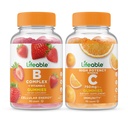 Liveable B Complex + ויטמין C750 מ"ג, חניכיים בונדלה - גדול Tasting, ויטמין תוסף, Gluten Free, GMO חינם, Chewable