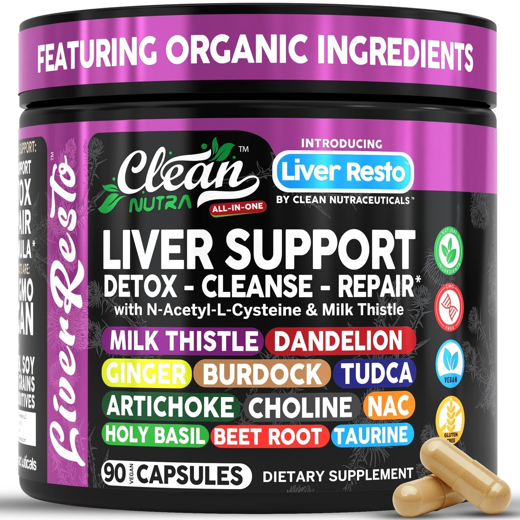 ניקוי Nutraceuticals Liver Cleanse Detox & Fix | חלב תוספת + NAC, TUDCA, Dandelion Root, Artichoke, Joline, Jot Root, Burdock, Taurine, Liver תמיכה 90 קפסולות