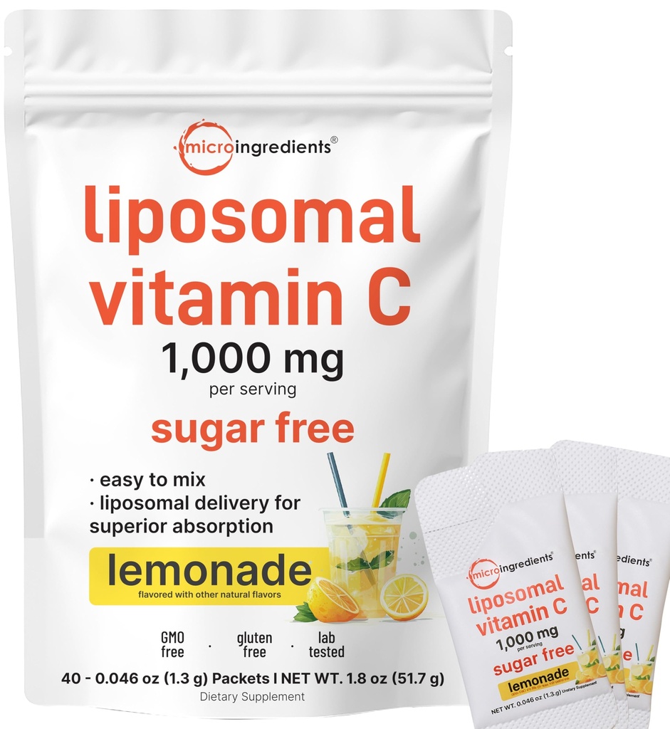 מיקרו Ingredients 1000 מ"ג ויטמין C אבקת לשימוש יומיומי | Liposomal Fat-Soluble Form for Better Absorption