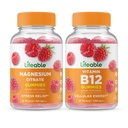 Magnesium + ויטמין B12, חניכיים Bundle - גדול Tasting, ויטמין תוסף, Gluten Free, GMO חינם, Chewable Gummymy