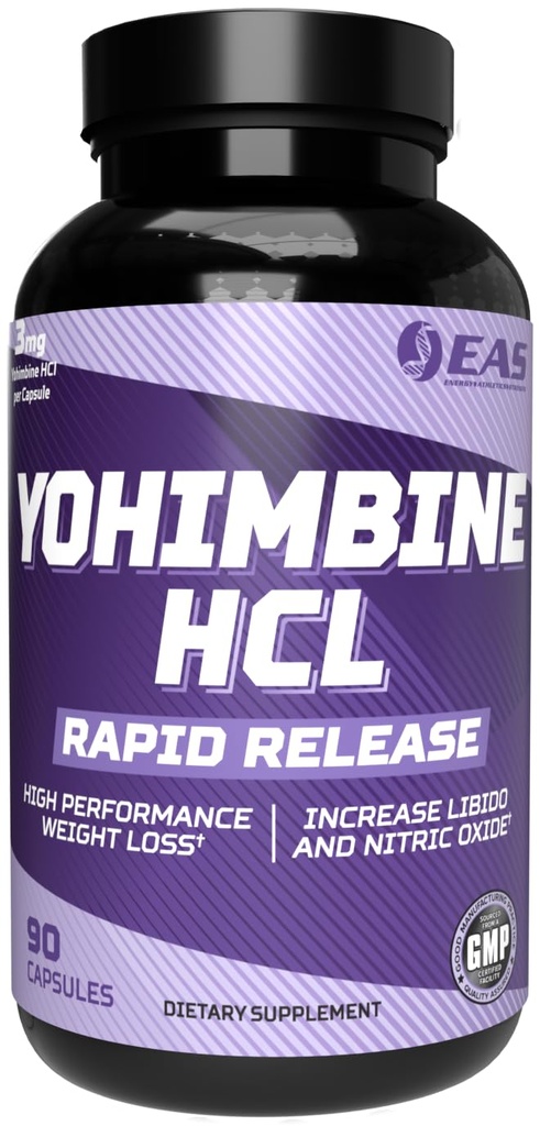 EAS Yohimbine HCL | שיפור אובדן משקל ואתלטיקה ביצועים | טכנולוגיית שחרור מהירה | Gluten Free, Non GMO, Vegetarian Friendly