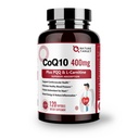 NATURE TARGET CoQ10-400 מ" מ"ג עם PQQQQQ, אומגה 3s & L-Carnitine, High Absorption Coenzyme-Q10 עם BioPerine, תומך הלב, המוח, מערכת החיסון, ייצור אנרגיה, 120 משרתי חשמל, 120 משרתים