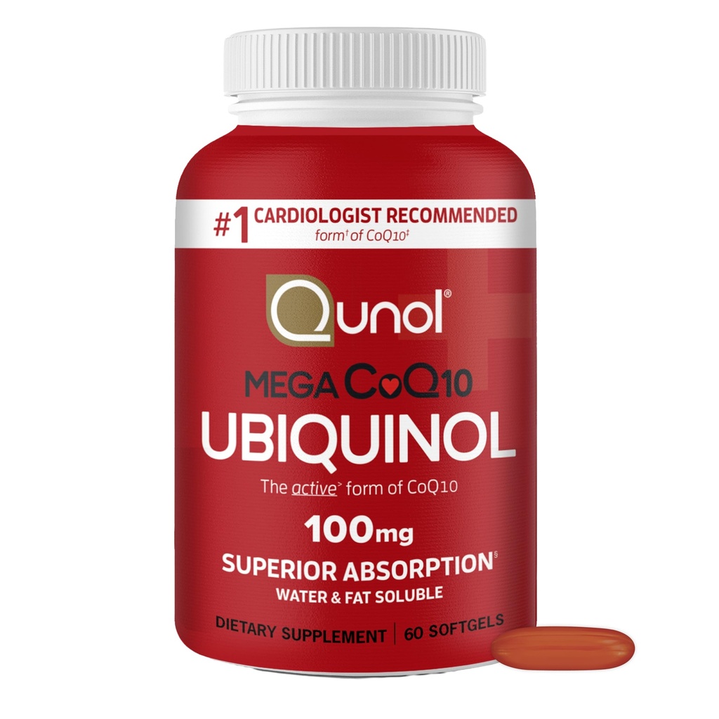 Qunol Ubiquinol CoQ10 100 מ"ג Softgels, Qunol Mega Ubiquinol 100 מ"ג - תוספת יעילה של Coenzyme Q10 לבריאות הלב - 2 חודשים אספקה - 60 הרוזן הרוזן