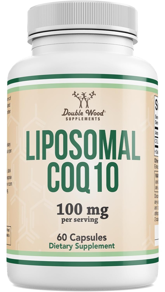 תוספת Liposomal CoQ10 לתמיכה אנטי-חמצן ואנרגיה (100mg Per Serve, 60 יום אספקה), צד שלישי נבדק, טבעוני בטוח, non-GMO על ידי Double Wood