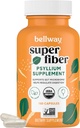 Bellway Super סיבים קפסולות - USDA אורגני Psyllium Husk כמוסות - Daily Psyllium Husk סיבים תוספת לבריאות העיכול וסדירות - צמחי מבוסס, non-GMO, כשר - 160 קפסולות