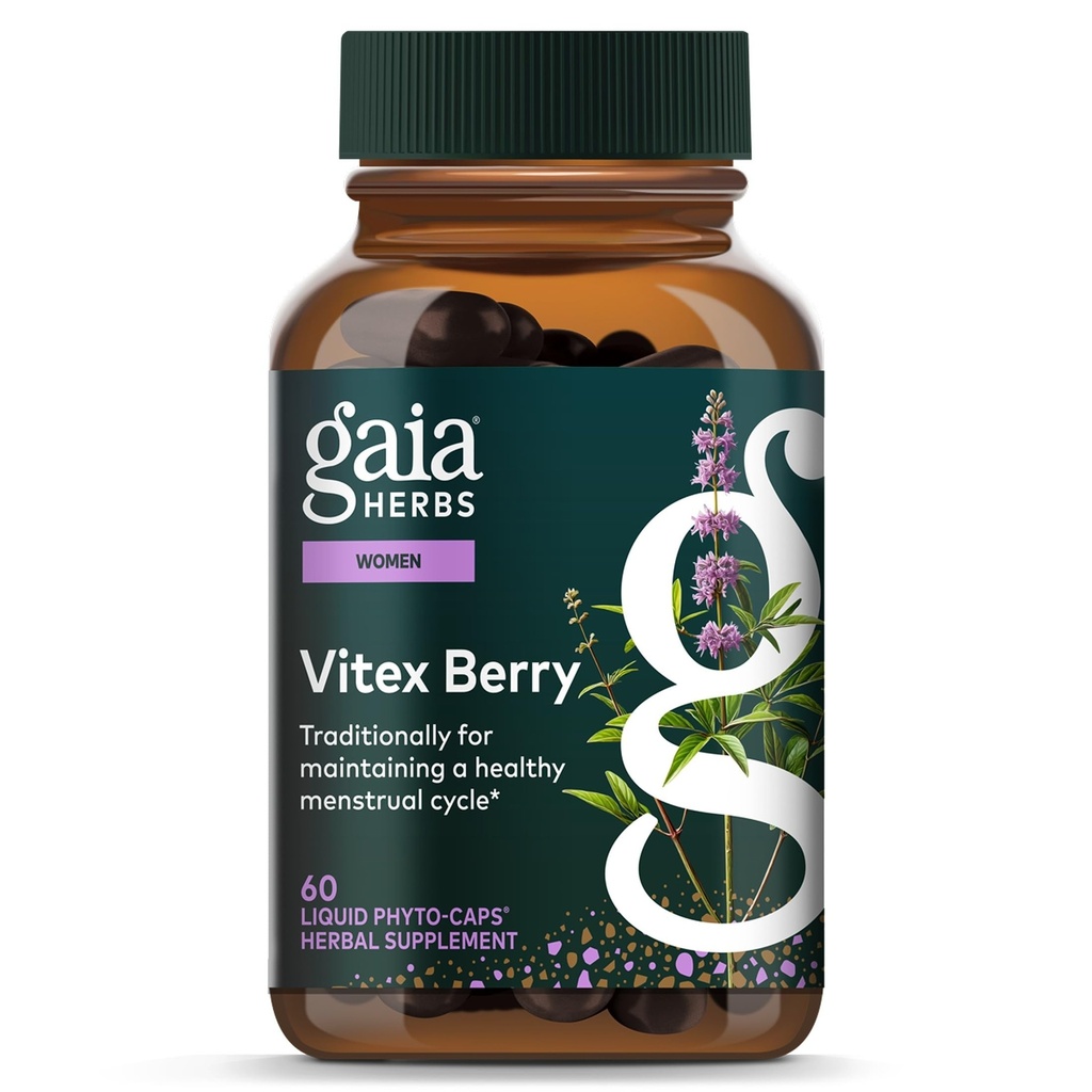 גאיה Herbs Vitex Berry - תומך בהורמון ובפריון אצל נשים - 60 פלוטו-Capsules נוזלי טבעוני (30 ימים אספקה)
