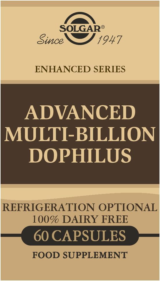 Solgar Advanced Multi-Billion Dophilus, 60 קפסולות ירקות - תומך בגלורה בריאה - 5 מיליארד מיקרואורגניזמים Per Serve - Gluten, חלב, Lactose & Milk No - Vegetarian - 60 משרתים