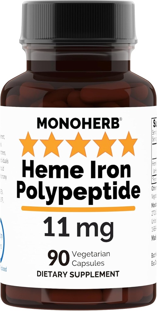 Heme Iron Polypeptide 11 מ"ג - 90 קפסולות צמחוניות - תוספת ברזל