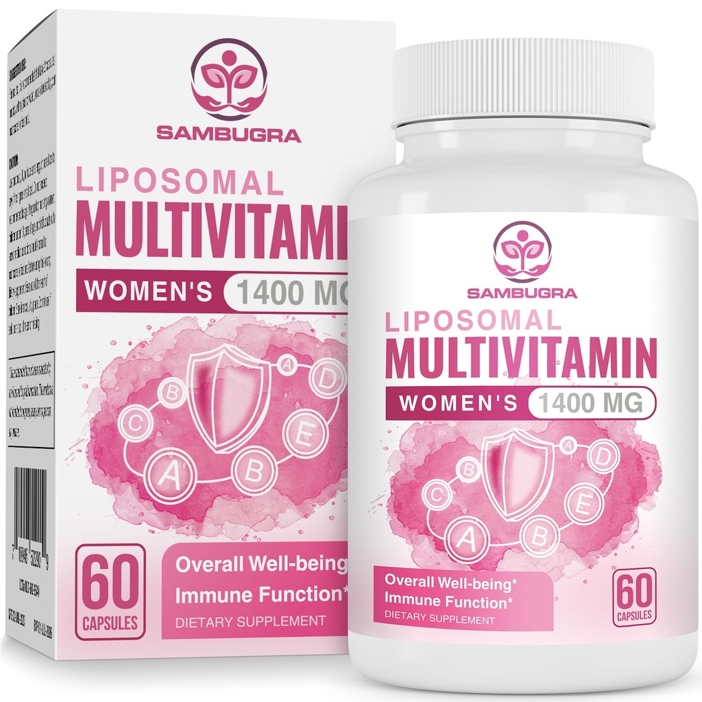 Liposomal Multivitamin for Women 1400MG - Womens Daily Multi ויטמינים תוספי ברזל, ויטמין A, C, D, E ו B Complex for Immune Health, Hair & Skin Support for Women 18+,60 קפסולות טבעוניות