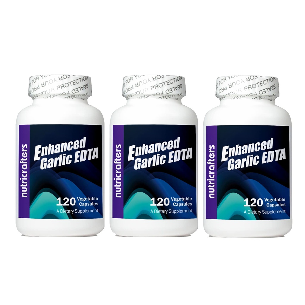 משופרת Garlic EDTA 120 קפסולות - 3 Pack - 1000 מ"ג High Potency Calcium Disodium EDTA Formula - No Magnesium Sterate או אלומיניום המכיל Zeolite - 1,000 מ"ג ליום 3 בקבוקים של 120 קפסולות