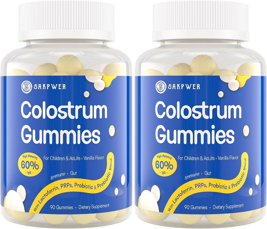 Bovine Colostrum תוספת חניכיים - עם 60% גבוה IgG, Lactoferrin, Probiotics ו Prebiotics for Adults and Kids, Vanilla Flavor & Sugar חינם, 2 Pack