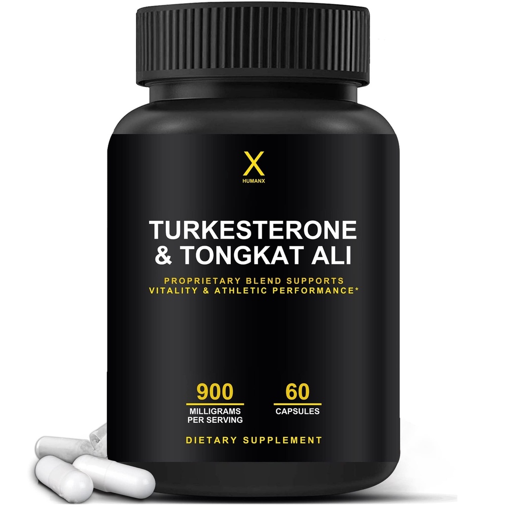 HUMANX Turkesterone & Tongkat Ali 900 מ"ג - תמיכה באנרגיה, סטטיה, ושיקום שרירים וצמיחה - תוספת טורקסטרון - טונגקאט עלי - אורך ג'ק לחלץ (Eurycoma Longifolia)