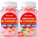 אורגני methylated ויטמין B Gummies: תוסף תרכובת טבעית עם B1 B2 B3 B5 B6 B7 B7 B12 B12 Plus D3 Zinc Magnesium Ashwagandha3 - תמיכה באנרגיה עבור נשים עובדות (120Count)