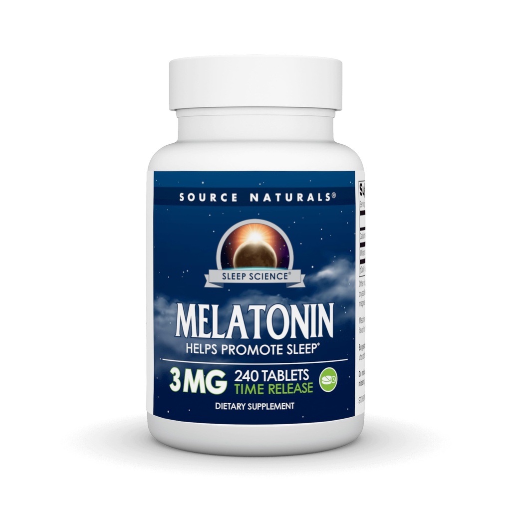 מקור Naturals Time שוחרר מלטונין 3 מ"ג - 240 לוחות זמנים