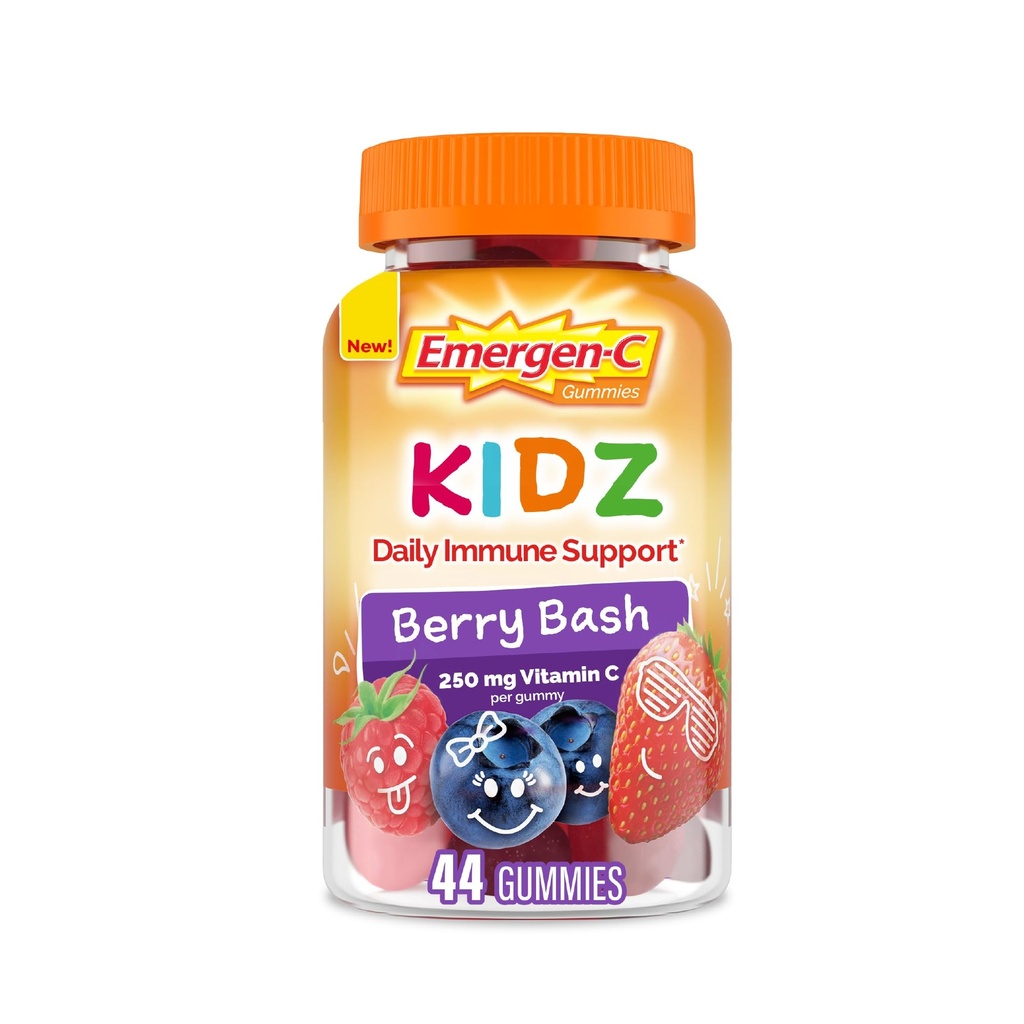 מפתחת: Emergen-C Kidz Daily Immune Support Dietary Supplementary Supplementored Gummies with ויטמין C ו- B ויטמינים לתמיכה ב-Immune, ברי בשאר פלבדור חניכיים, Back to School Essentials - 44 Count Count Count