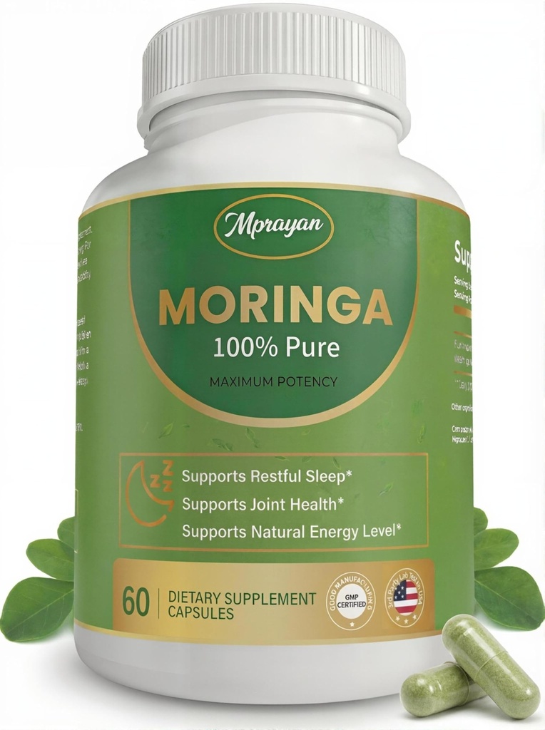 Moringa Capsules 800mg – Moringa Oleifera Leaf Powder Superfood Herbal Supplement for Natural Energy, Immune, Antioxidant & Detox Support – Vegan, Non-GMO, 60 Veg Capsules