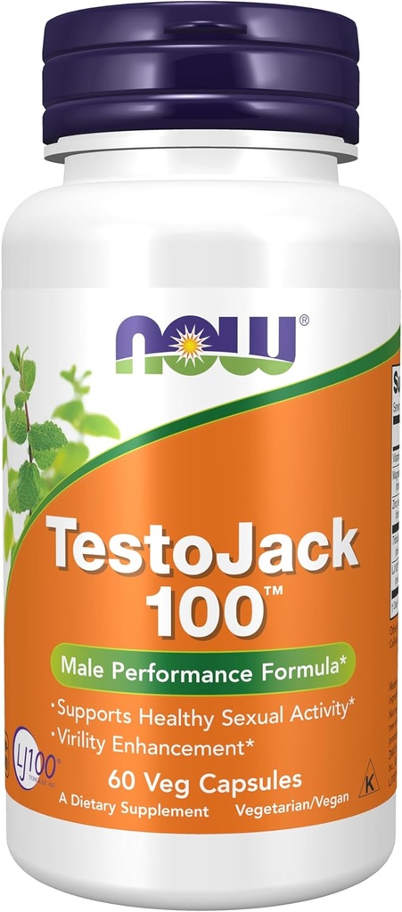 עכשיו תוספי מזון, TestoJackTM 100 עם LJ100®, תמצית סטנדרטית חזקה של טונגקאט עלי (Eurycoma longifolia), Tribulus ו ZMA®, 60 ואג קפסולות
