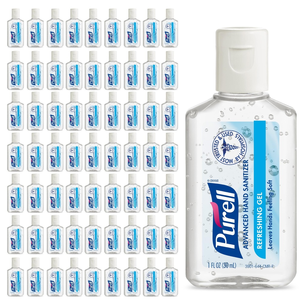 Purell מתקדם יד Sanitizer מרעננים גל, ניקוי Scent, 1 floz Travel Size להפוך את הבקבוק (Pack של 72) - 3901-72-CMR