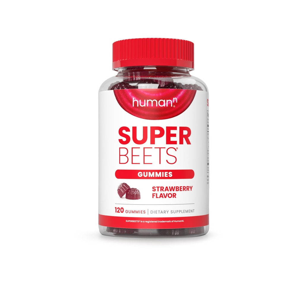 Humann SuperBeets Strawberry Heart Gummies - Beetroot & Grape Seed Extract, 120 Count