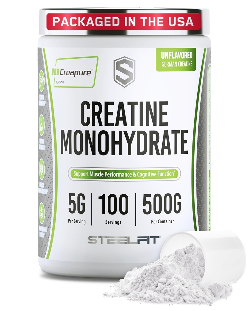 פלדהFit Creapure Creatine Monohydrate אבקה, Unflavored - אבקת קראטין מיקרוסקופית גרמנית לגברים ונשים - תוספי תזונה עבודה עבור רווח שרירים, בריאות וכוח בניין