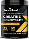 ForestLeaf Micronized Creatine Monohydrate אבקה - מקסימיזציה של צמיחה שרירית וכוח - קריטין לא משועבד לנשים וגברים - 5G Per משרת - 100 משרתים