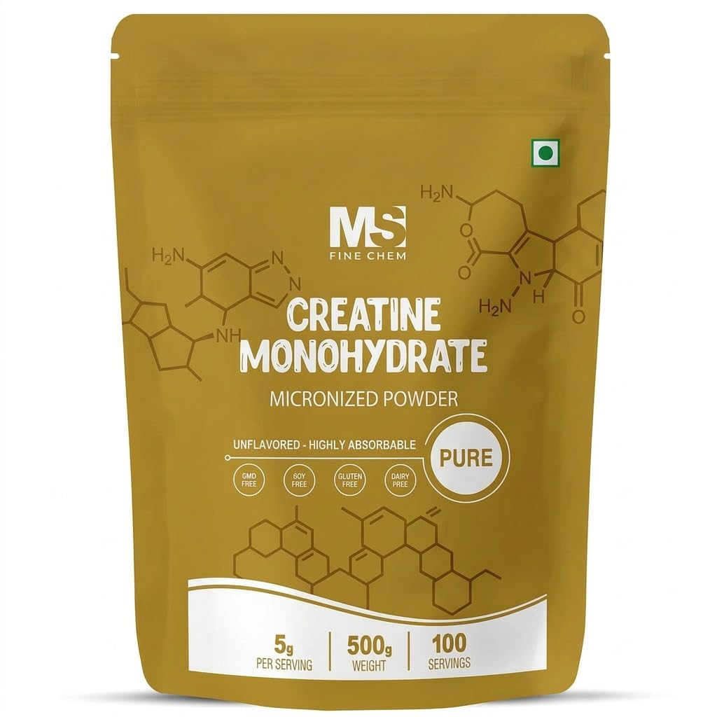 מיד Creatine Monohydrate אבקה 500 גרמים (1.1 Lb), 5000 מ"ג פר  המשרת, אבקת קריאטין מיקרון, Unflavored, Pure, No Filler, Keto & Vegan, Easy Dissolve Preout עבודה עבור נשים וגברים