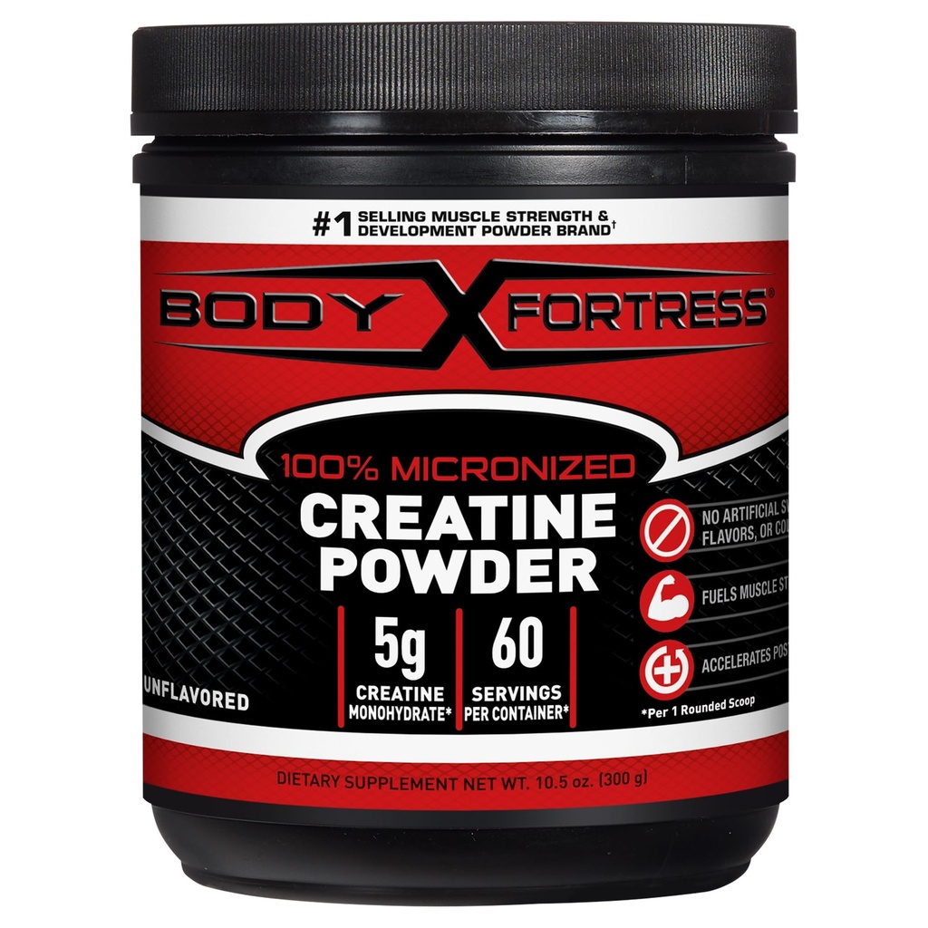 גוף מבצר 100% אבקת Creatine Monohydrate - תוספת מיקרוסקופית Micronized Creatine עבור צמיחה שרירית, כוח ושיקום, Pre Workout & Post עבודהout עבור נשים וגברים - 5g Per Scoop