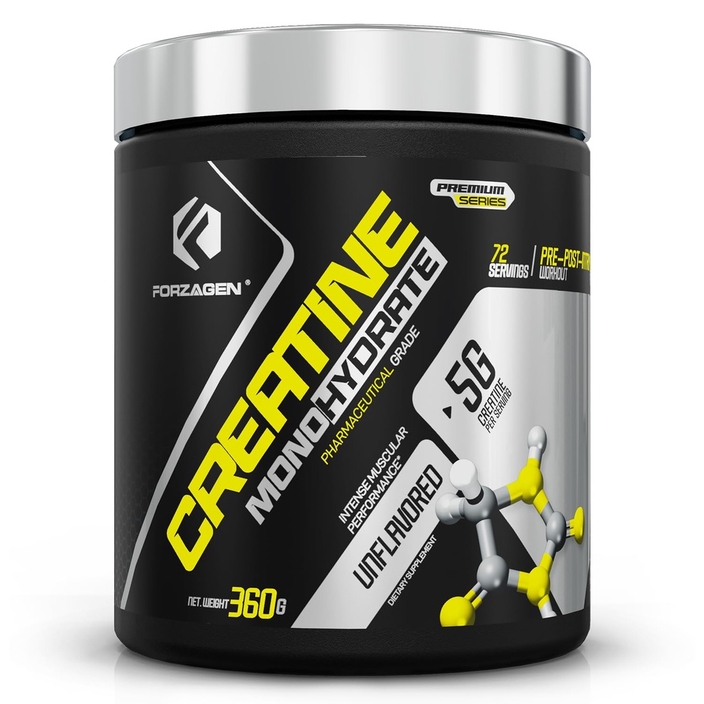 Forzagen Creatine Monohydrate אבקת Unflavored, אבקת קראטין Micronized עבור שריר להשיג עבור גברים ונשים, Creatina Monohidratada en Polvo, Creatina para Aumentar la Masa Muscular - 72 משרתות המשרתים המשרתים המשרתים