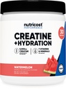 Nutricost Creatine Monohydrate + hydrotion Watermelon Flavored (30 משרתים) - 7 ויטמינים ומינרלים, 5000 מ"ג של Creatine Per המשרתת