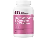 Micro Ingredients Methylated B Complex for Women, 240 קפסולות צמחוניות | הפעלת ויטמין B עם Methylfolate, Methyl B12, DIM & Inositol Complex | 14-in-1 ביואקטיבי B Formula