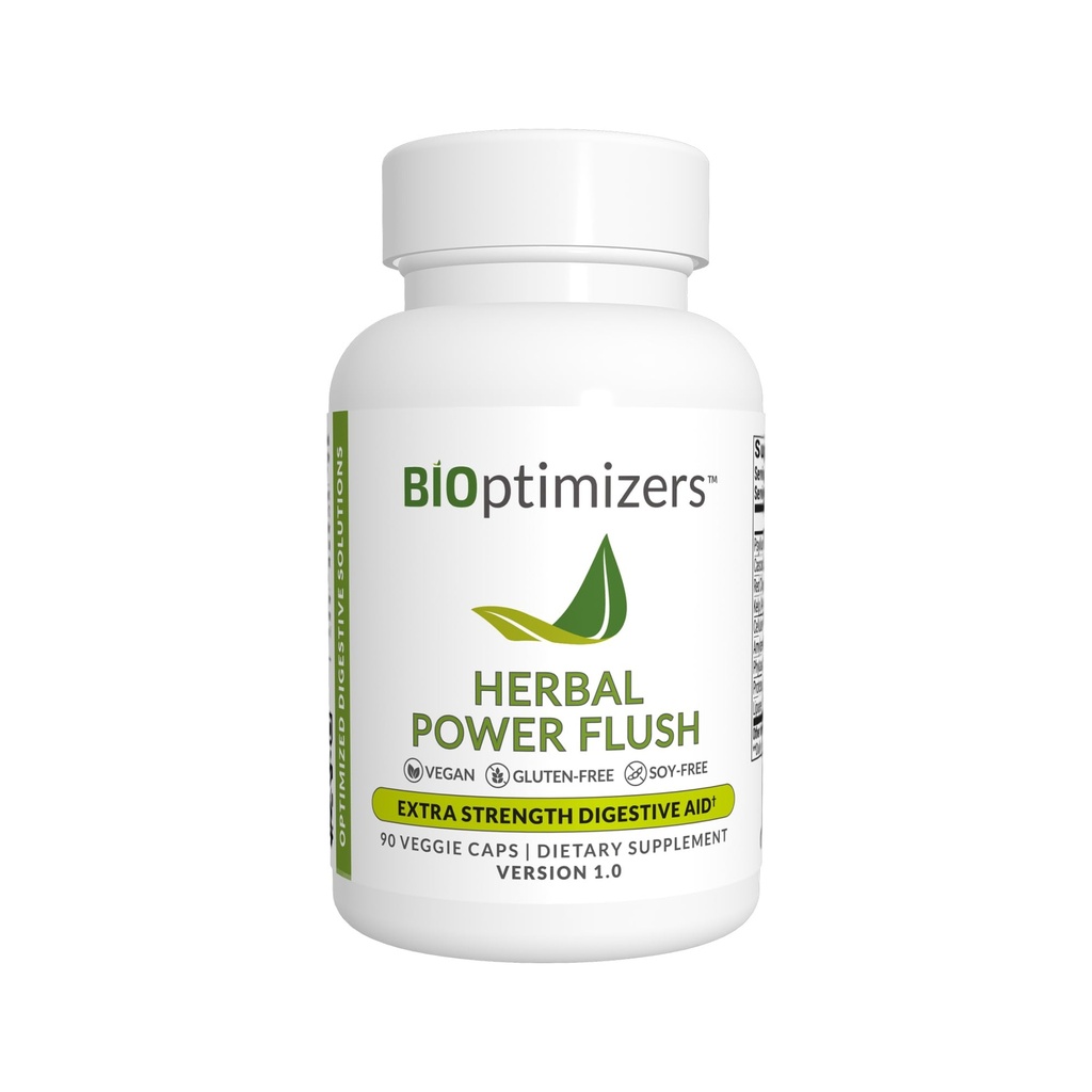 BIOptimizers Herbal Power Flush - תוספת חיזוק ניקוי - לנטרל טוקסין משפר את Bowel Digestion - Bloating Discomfort הקלה למבוגרים - 90 קפסולות
