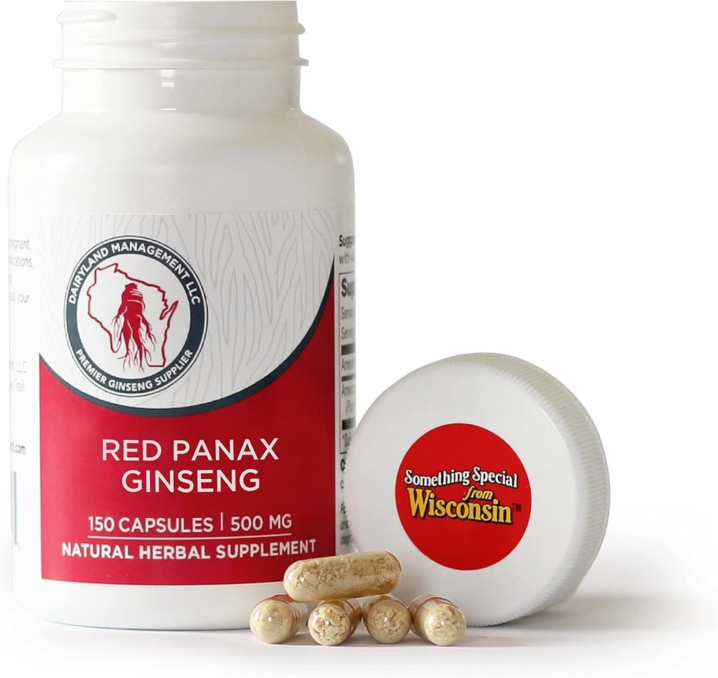 חלבלנד ניהול LLC 100% Authentic קוריאני Red Panax גינזנג קפסולות -500 מ"ג. Potent Ground גינזנג שורש אבקת - No Fillers, Binders או תוספות אחרות.