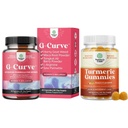 Bundle של G-Curve Butt ו גלולות הגדלת חזה - Herbal Enhancer May לתמוך הגוף Sculpting Curves ו חניכיים Turmeric למבוגרים Peach Flavor - תוספת תמיכה מסטיק משותף