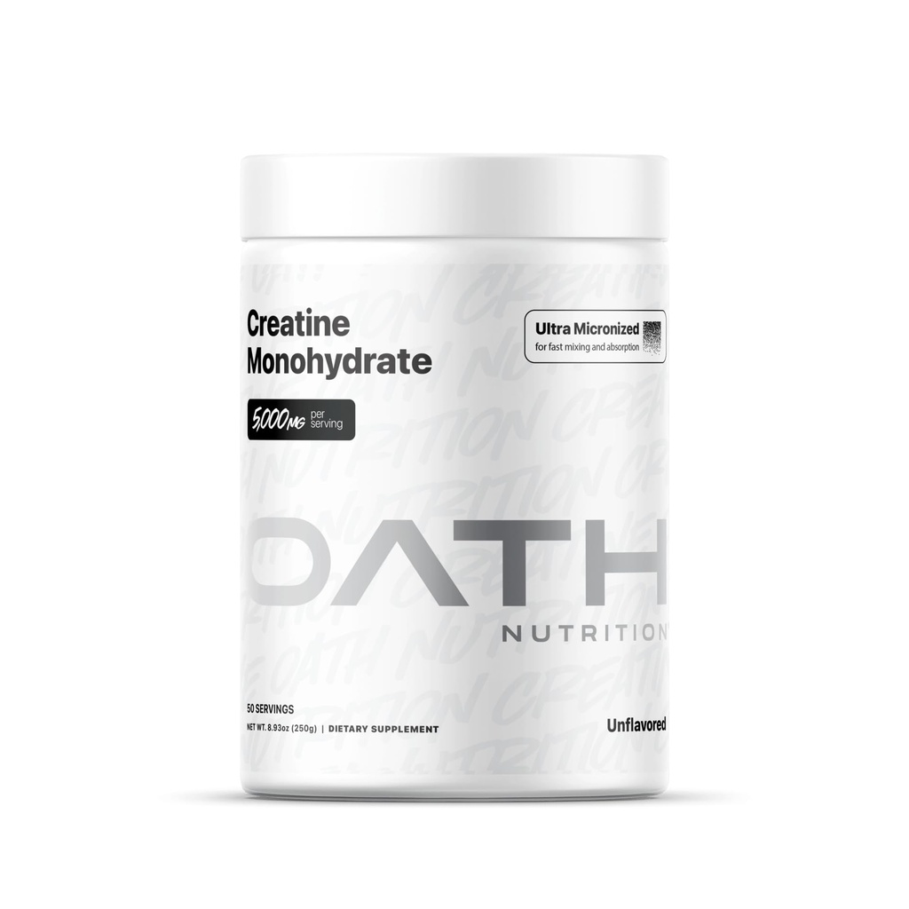 Oath Nutrition Ultra Micronized Creatine Monohydrate אבקה, Unflavored, גלוטן חינם, non GMO, אבקת קריאטין לנשים וגברים, 5,000g לשרת, 50 משרתים