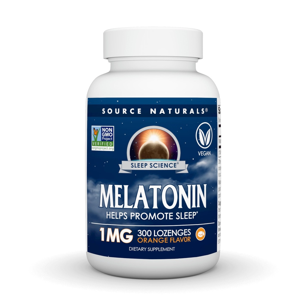 מקור Naturals Sleep Science Melatonin, Helps Promote Sleep * 1 מ"ג - 300 Orange Flavored Lozenges