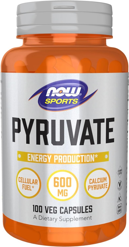 Now Foods Sports Nutrition, Pyruvate (Pyruvic Acid) 600 מ"ג, ייצור אנרגיה *, 100 קפסולות Veg
